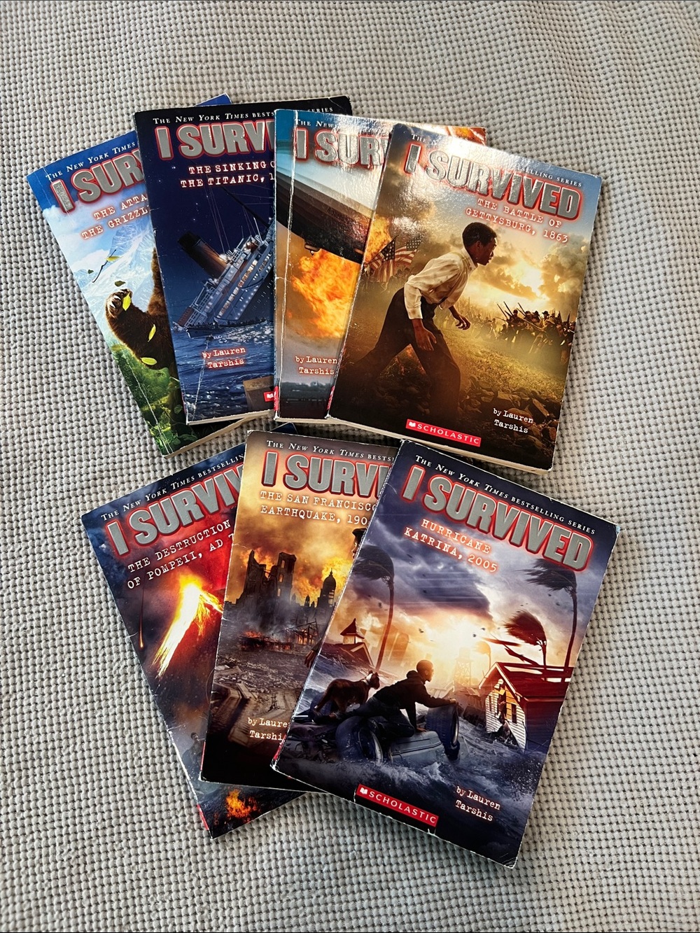 Scholastic “I Survived” 7 Paperback Books - Titanic, Pompeii, Hindenburg, etc.